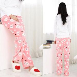 편안잠자리 여성용 극세사 수면바지 핑크래빗