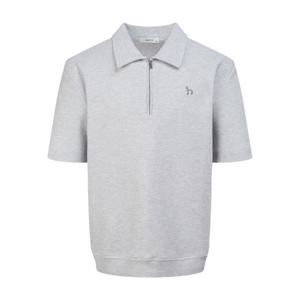 [헤지스]헤지스 그레이 멜란지 면혼방 반집업티셔츠 WHTS5B607G2