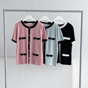 [강물처럼]빅사이즈사랑해요 G887L406 진주트위드반팔티셔츠 BN