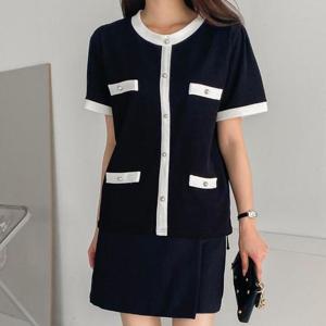 [강물처럼]아이우먼 스판트위드반팔티셔츠 BNG887M406 빅사이즈