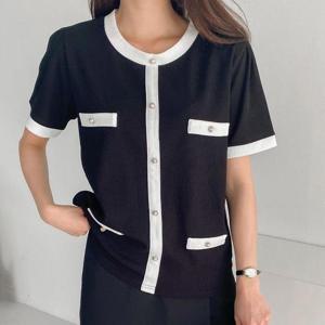 [강물처럼]빅사이즈 406 트위드스판반팔티셔츠 DBNG887 (1588705