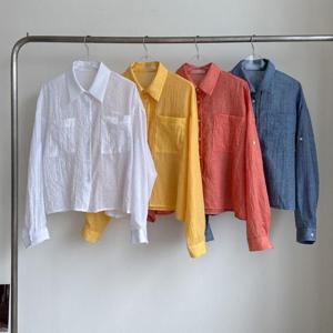 [강물처럼]빅사이즈사랑해요 P315L405 아사줄지포켓카라셔츠 IR