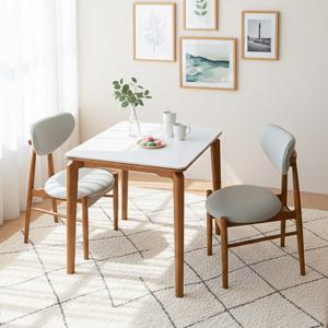뉴튼 원목 2인용 포세린 세라믹 일반형 식탁세트 (의자2)