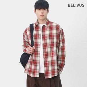 빌리버스 남성 간절기 빈티지 타탄 체크셔츠 드롭숄더 레이어드 남방 BWWT055