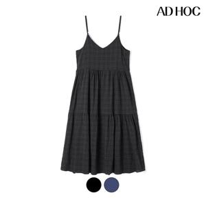 [애드호크]여성 슬리브리스 체크 원피스 HB8OP51