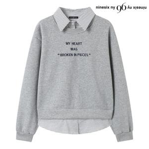 [나인식스뉴욕(영캐릭터)]레이어드 카라 셔츠 기모 맨투맨 티셔츠 (NP4LW016L0)