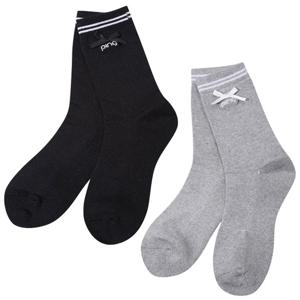 [핑골프]여성 메탈 라인 배색 리본 중목 양말 (121D3SC052)