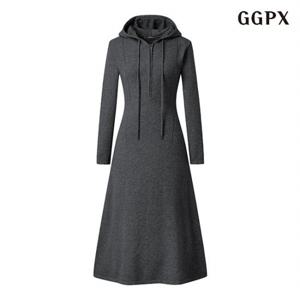 [GGPX] 후드 절개 롱 원피스 (GODOW023D)