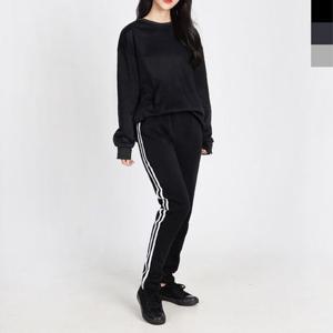 GAA D70_D901SET 여자기모맨투맨두줄일자트레이닝세트