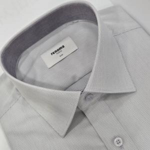 [레노마셔츠]슬림핏/뱀부 폴리스판 도비/카라.소매 안 배색 긴소