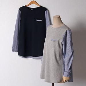 빅사이즈 503 미니포켓잔줄배색셔츠 DMND017