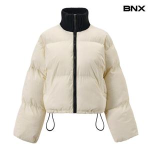 [비엔엑스]하이넥 니트 배색 스트링 패딩 점퍼 (BX4JP029L0)