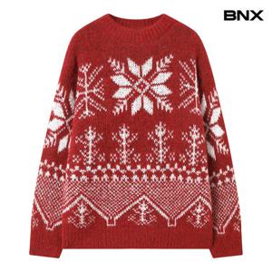 [비엔엑스]눈꽃 노르딕 라운드 긴팔 니트 (BX4KP034L0)