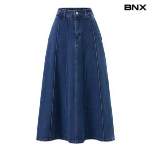 택가 119,000원 [BNX]핀턱 A라인 데님 와이드 롱 스커트 (BY1SK002L0)
