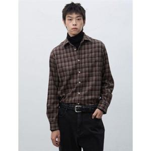 제너럴아이디어 MAN 레귤러핏 플란넬 체크 셔츠 [BROWN] SBE4M03009 383561