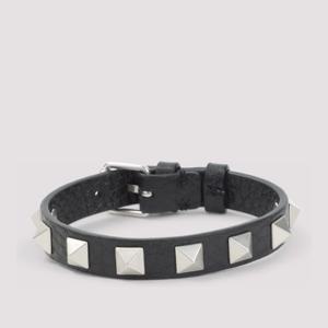 발렌티노 스터드 피라미드 가죽 팔찌 8Y2J0X53KDB 0NO