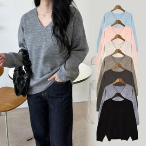 [깨비몰][깨비몰] 여성 나니야 브이넥 오버핏 울 니트/국내생산