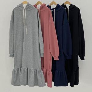 [강물처럼]빅사이즈사랑해요 Q373L312 러블리후드기모원피스 RD