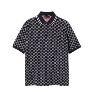 구찌 코튼 피케 자카드 폴로 셔츠 788024XJHH7 4137 Blue