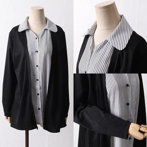 [강물처럼]위쉬몰 BG 줄지셔츠배색가디건(F707H312) 빅사이즈 (1