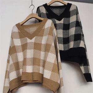 [강물처럼]빅사이즈사랑해요 K447L210 박시체크패턴V니트티 TG (