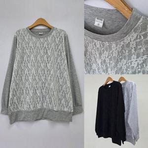 [강물처럼]위쉬몰 MN 어테이션레이스배색티(U122H503) 빅사이즈