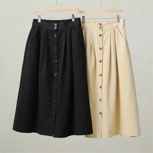 [강물처럼]빅사이즈사랑해요 K423L210 핀턱버튼밴딩롱스커트 LY