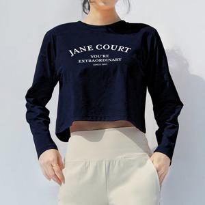 [제인코트(스포츠)]에어터치 아치로고 크롭긴팔티 ENA3408-NV