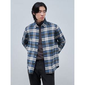 [빈폴멘] 브러쉬드 변형 타탄 체크 셔츠  블루 (BC4964C35P)