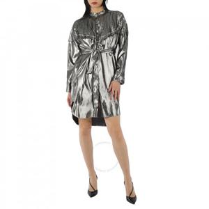 버버리 여성용 실크 루렉스 셔츠 드레스 (플리츠 포함) 4068396