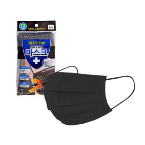 나무이야기 일회용 위생 마스크 대형 블랙 10P 휴대용 3중 미세먼지 차단 텐탈 마스크