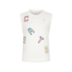 [까스텔바작] 여성 라운드넥 자수 베스트_BGESSV501WH