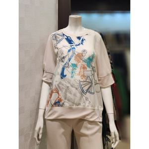 [벨라디터치][벨라디터치] V1E2BL35 프린트 블라우스 티 (P00357