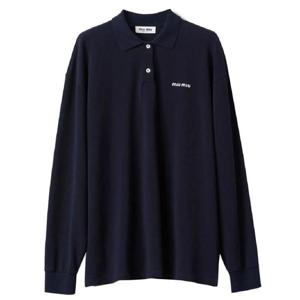 미우미우 로고 자수 피케 폴로 셔츠 MJL019SOOO14RW