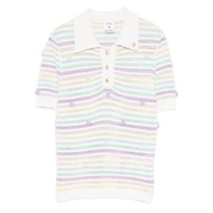 카사블랑카 스트라이프 크로셰 폴로 셔츠 WAW25KW106501
