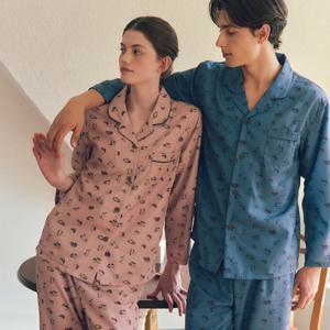 비너스 따뜻한 피팅감 고양이나염 남성 실내복 기모 파자마 세트 VPA4552M