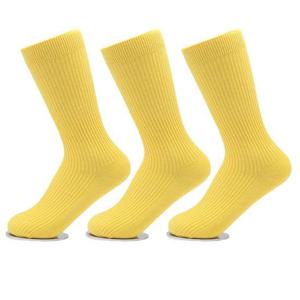 남성 가는 골지 빅사이즈 장목 양말 비비드옐로우 3켤레 280-330mm