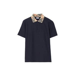 버버리 체크 칼라 코튼 폴로 셔츠 8126967
