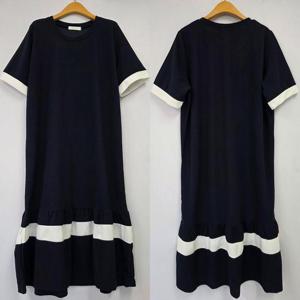 [강물처럼]빅사이즈배색원피스 U254L504 쉬즈배색프릴반팔원피스