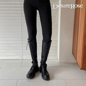 [디자이어로즈][디자이어로즈] 여성 레이스업 레더 롱워커 4.5cm