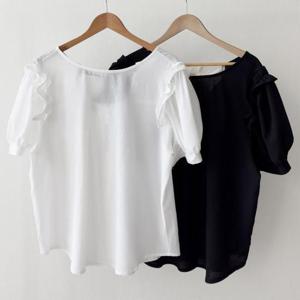 [강물처럼]빅사이즈셔링블라우스 U209L504 러블리프릴뒤끈블라우