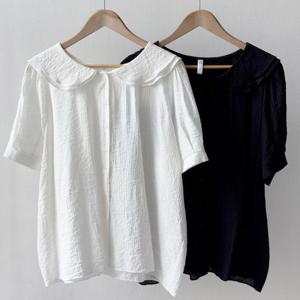 [강물처럼]빅사이즈이중카라블라우스 U216L504 둥글레프릴카라블