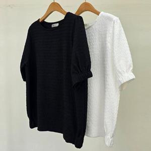 [강물처럼]빅사이즈셔링티 U328L504 쫀쫀굿퍼프라운드반팔티 NB