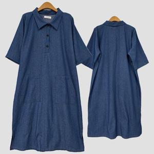 [강물처럼]빅사이즈청원피스 U316L504 순수버튼하프통원피스 BS