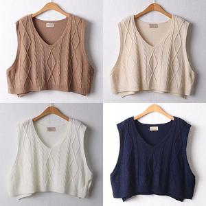 [강물처럼]위쉬몰 RM 꽈배기크롭니트베스트(D220H504) 빅사이즈