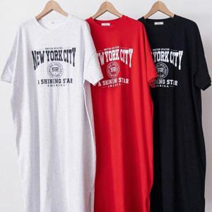 [강물처럼]빅사이즈영문나염원피스 U311L504 시티트임라운드넥원