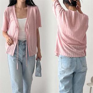 [강물처럼]위쉬몰 BN 앞리본스판반팔가디건(K198H208) 빅사이즈