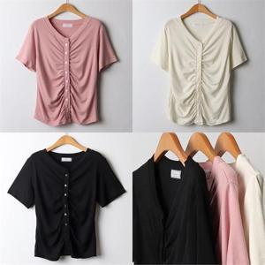 [강물처럼]위쉬몰 DL 셔링브이넥반팔가디건(I967H207) 빅사이즈