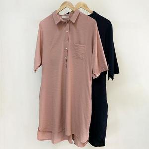 [강물처럼]빅사이즈카라원피스 E277L505 사라포켓미디원피스 IR