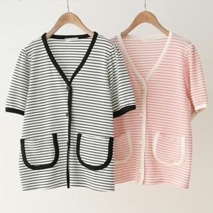 [강물처럼]빅사이즈골지가디건 S143L505 트리밍단가라반팔가디건